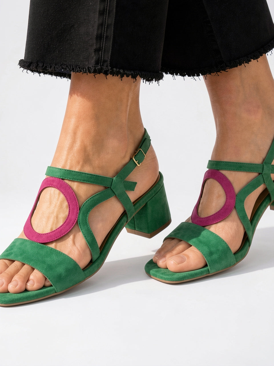 Sandales Orthopédiques Brides Talon Bloc - Vert et Rose EU 35 / US 4 / UK 2.5