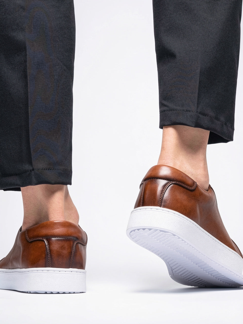 Sneakers Chaussures Cuir Basses Lacées Homme Semelle Épaisse - 12
