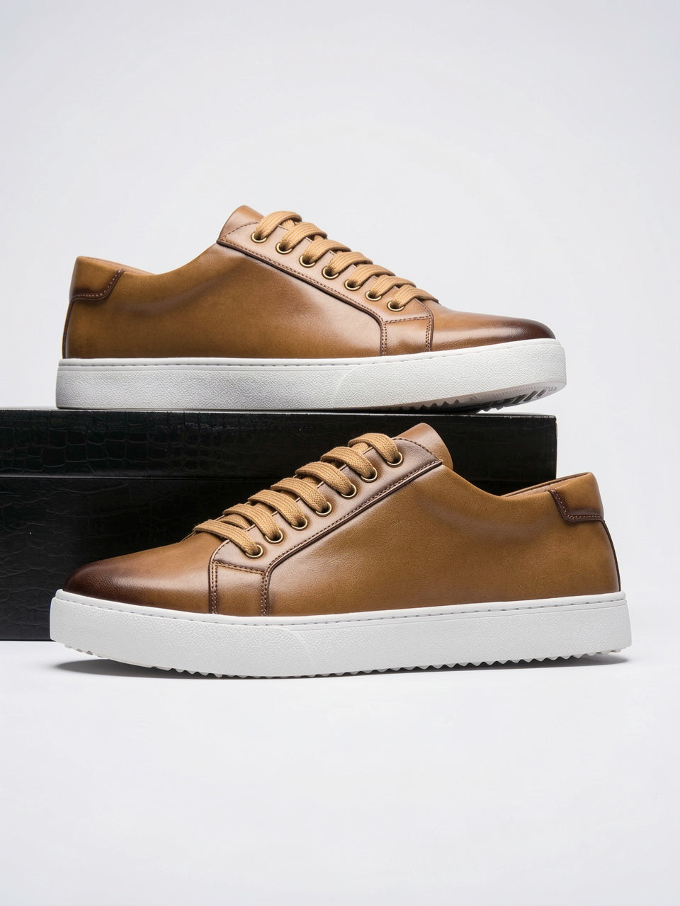 Sneakers Chaussures Cuir Basses Lacées Homme Semelle Épaisse - 15