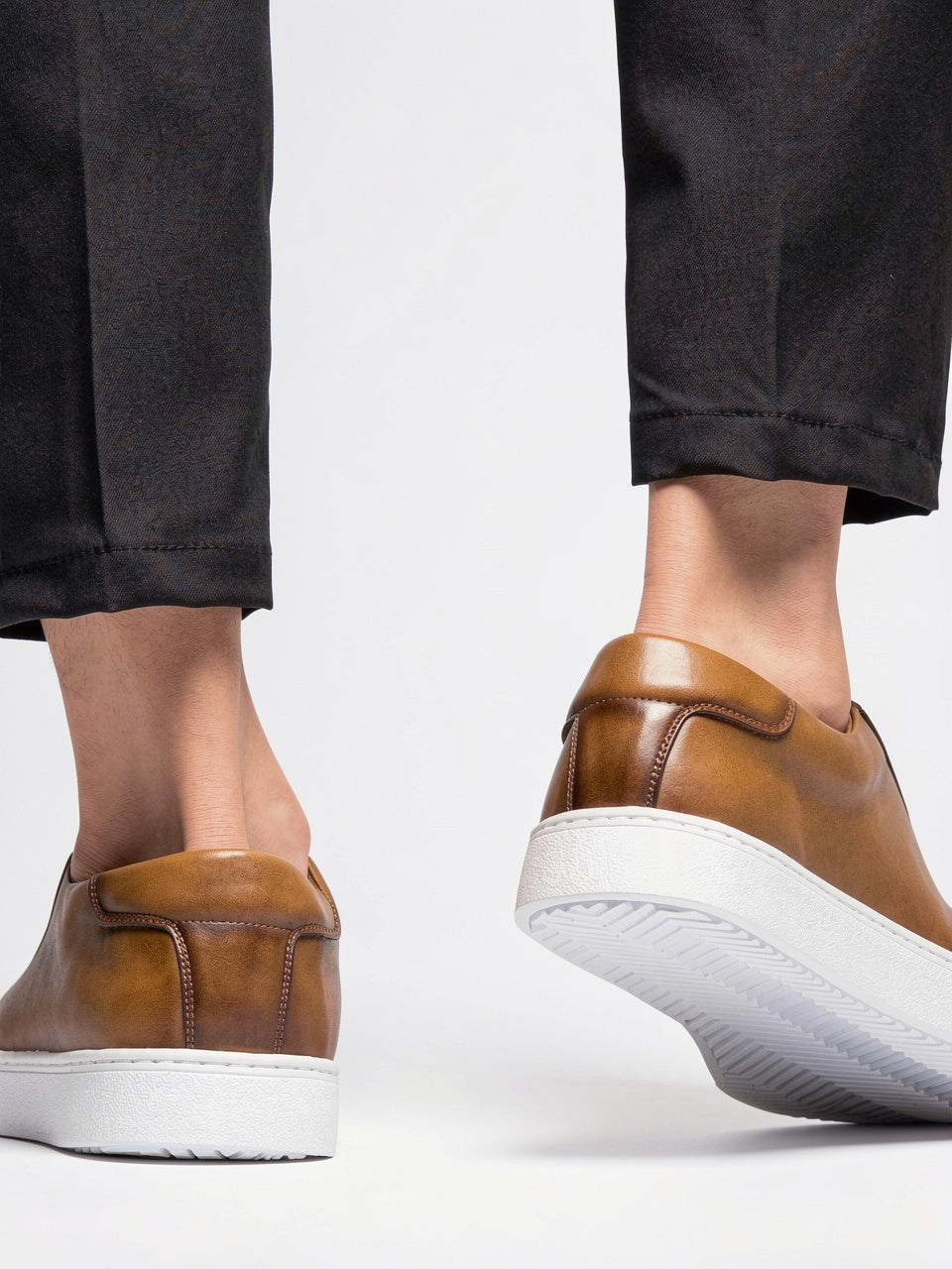 Sneakers Chaussures Cuir Basses Lacées Homme Semelle Épaisse - 18
