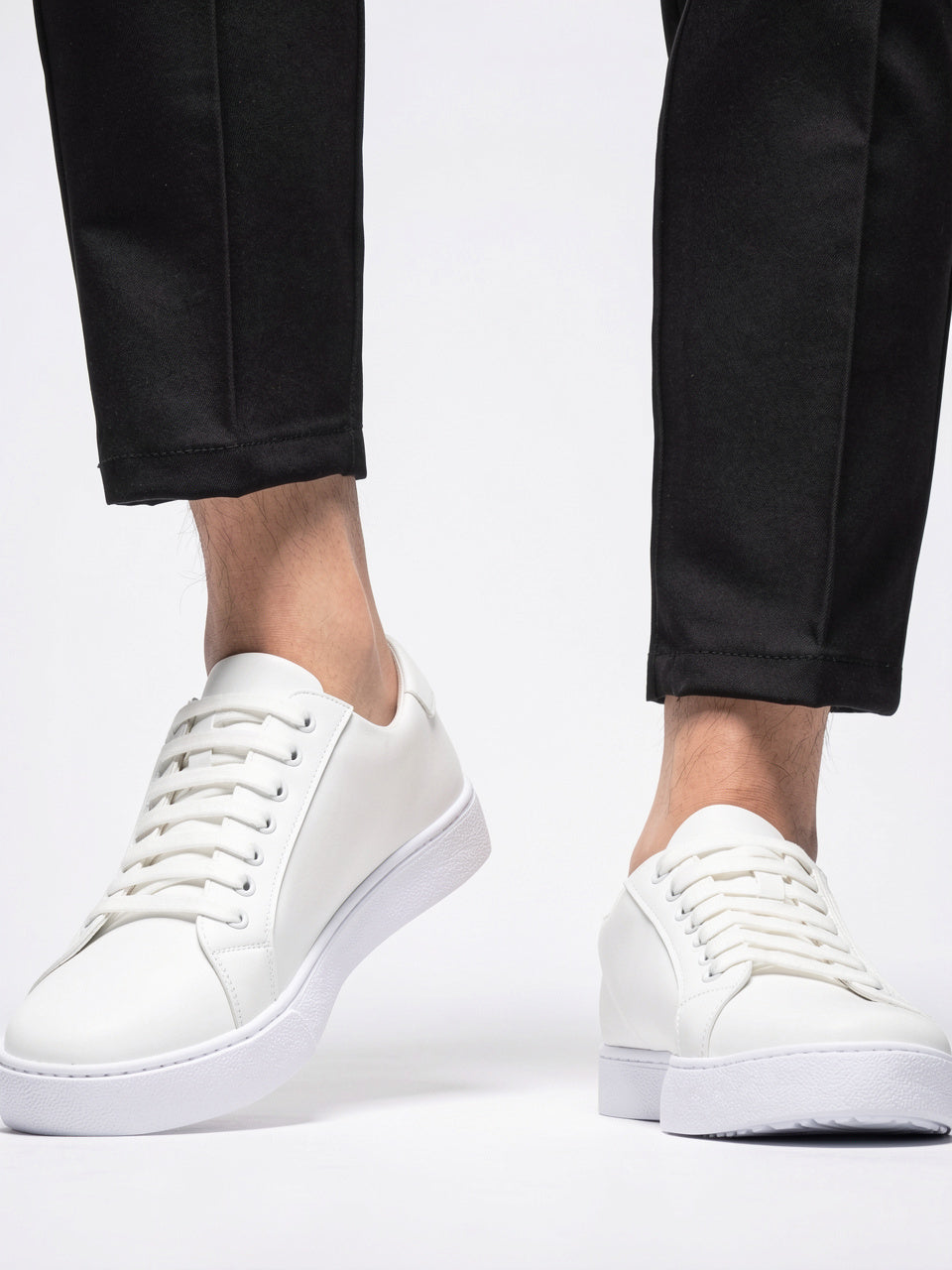 Sneakers Chaussures Cuir Basses Lacées Homme Semelle Épaisse - 19