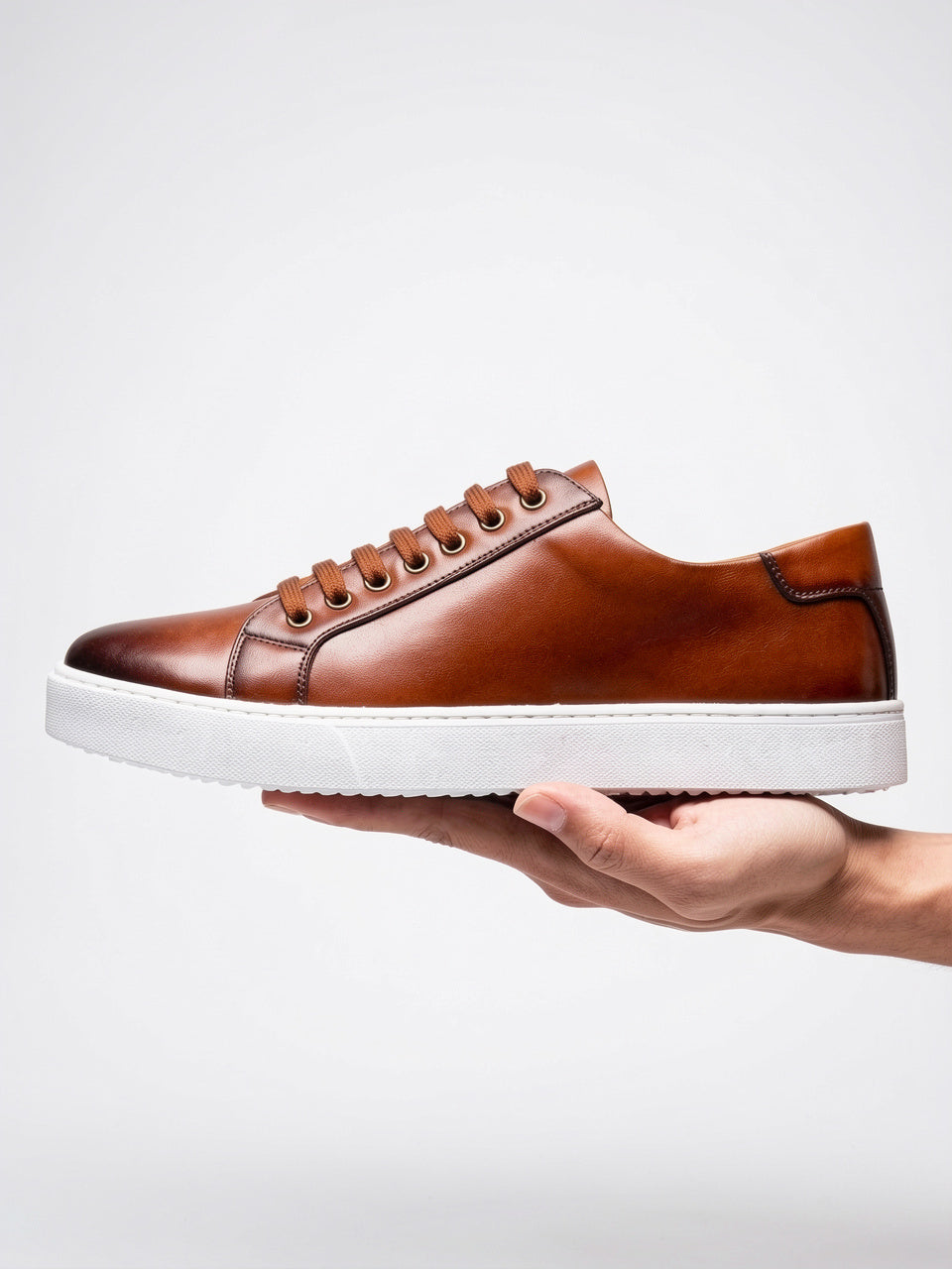 Sneakers Chaussures Cuir Basses Lacées Homme Semelle Épaisse - 2