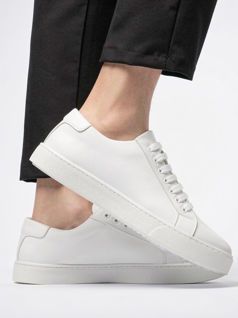 Sneakers Chaussures Cuir Basses Lacées Homme Semelle Épaisse - 20