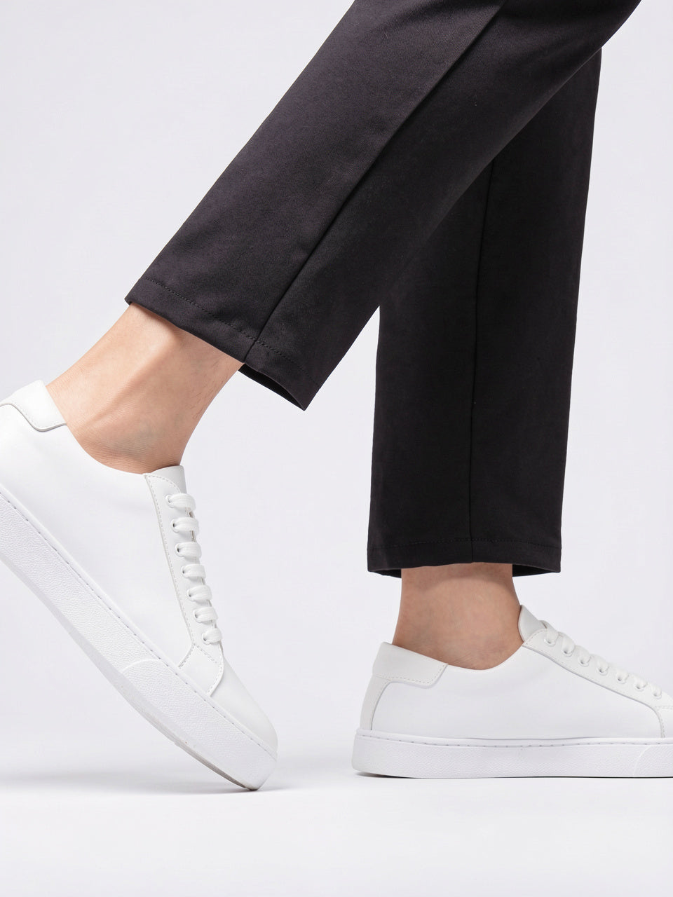 Sneakers Chaussures Cuir Basses Lacées Homme Semelle Épaisse - 22