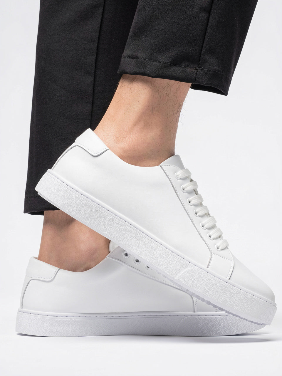 Sneakers Chaussures Cuir Basses Lacées Homme Semelle Épaisse - 23