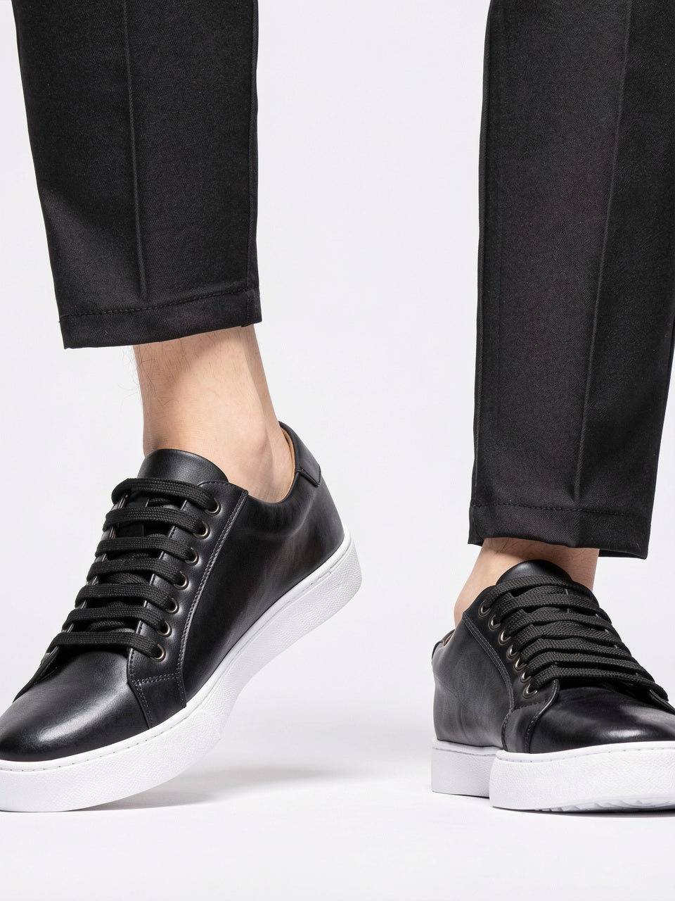 Sneakers Chaussures Cuir Basses Lacées Homme Semelle Épaisse - 26