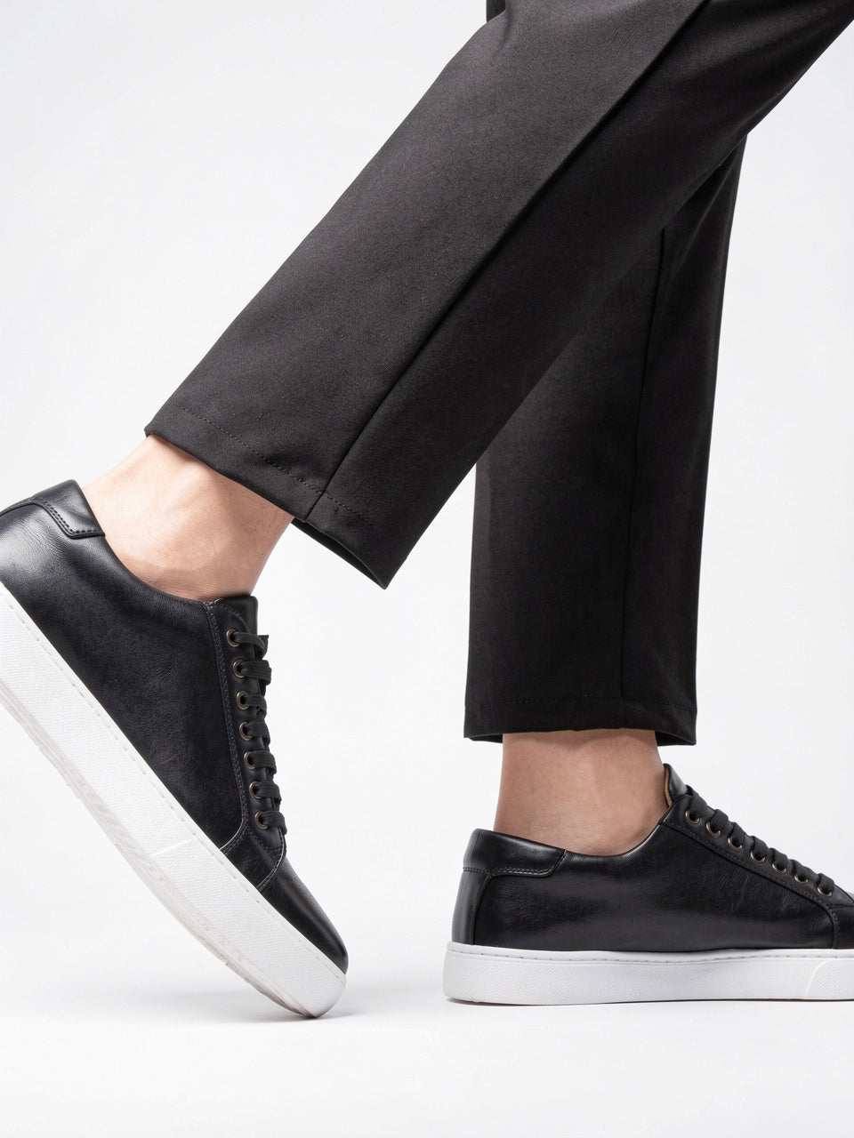 Sneakers Chaussures Cuir Basses Lacées Homme Semelle Épaisse - 29