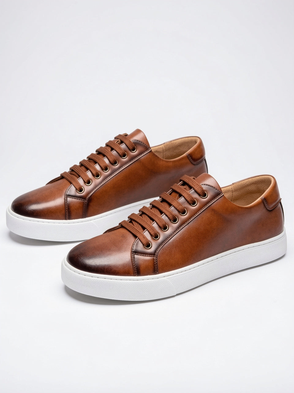 Sneakers Chaussures Cuir Basses Lacées Homme Semelle Épaisse - 3