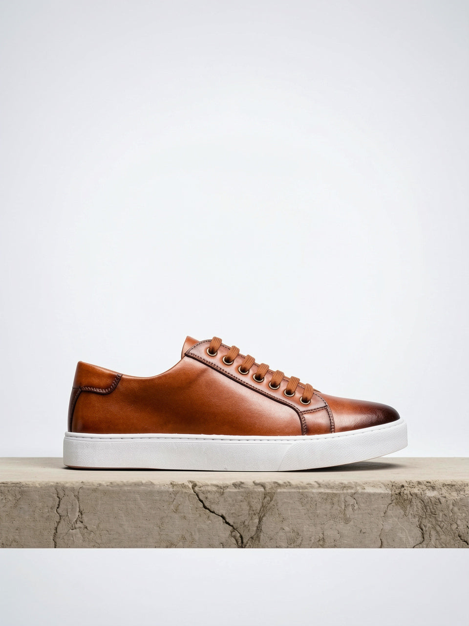 Sneakers Chaussures Cuir Basses Lacées Homme Semelle Épaisse - Marron EU 38 / US 6 / UK 5.5
