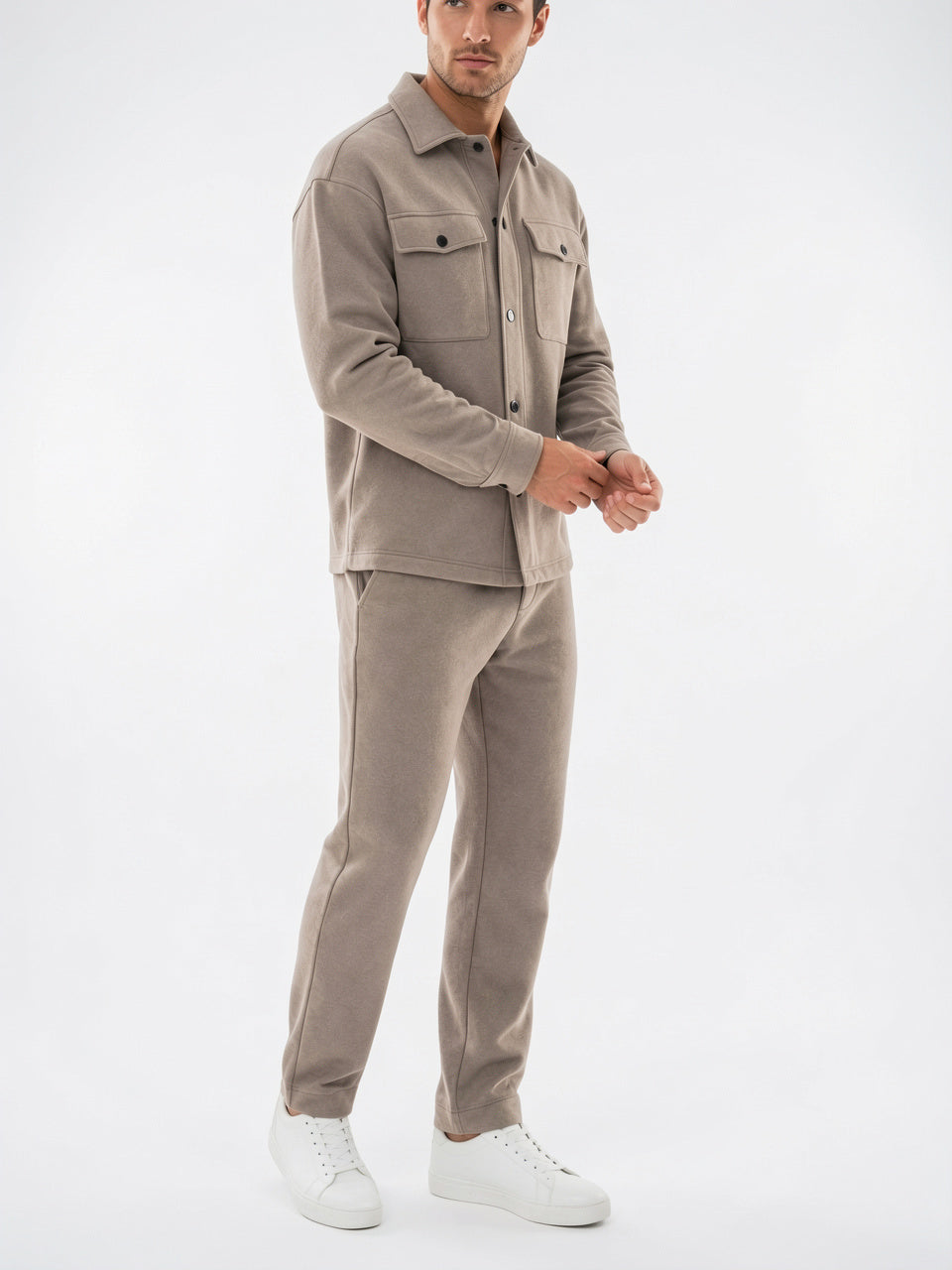 Surchemise Jogger Tissé 2 Pièces Homme Ensemble - Kaki S