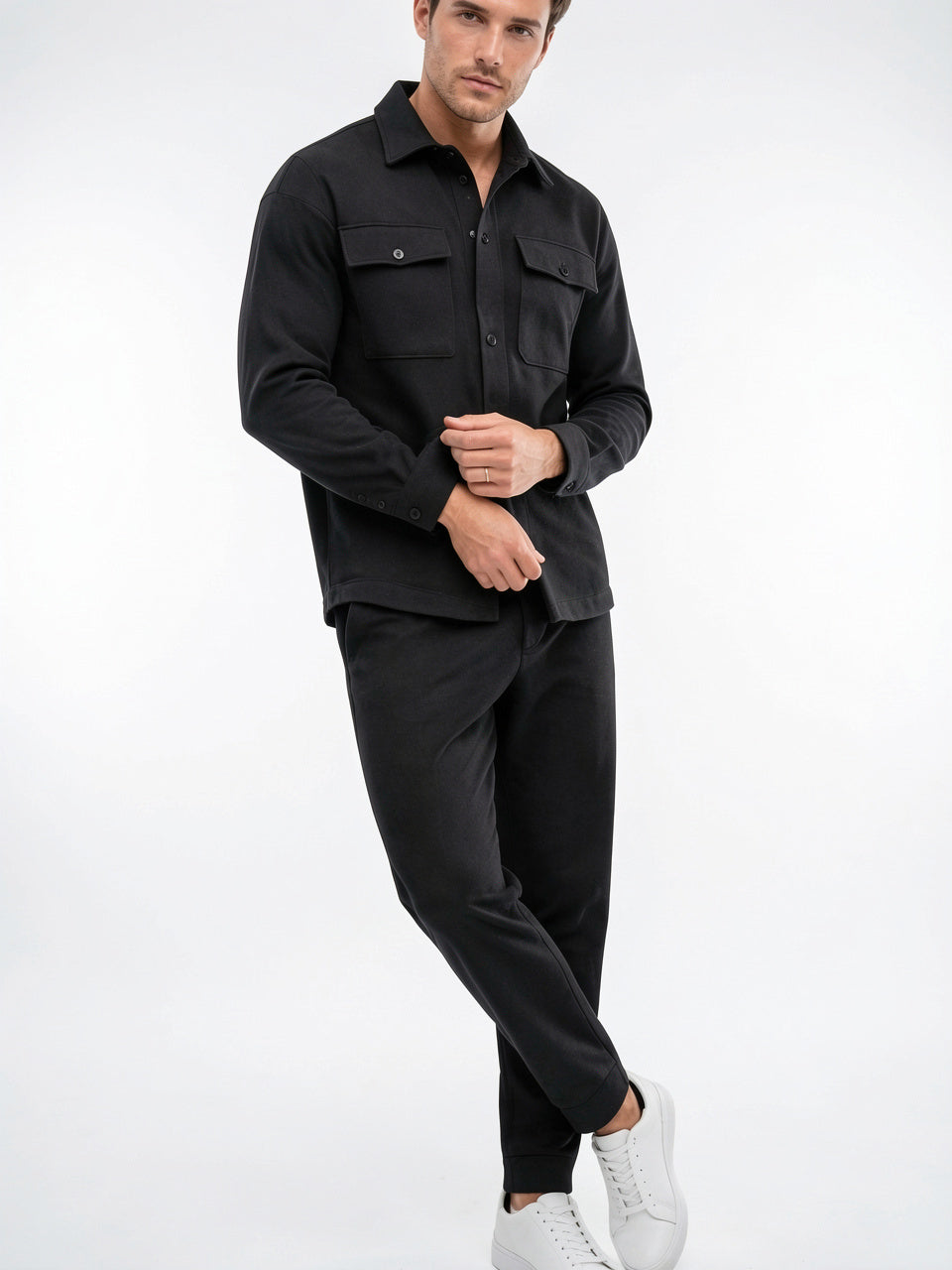 Surchemise Jogger Tissé 2 Pièces Homme Ensemble - Noir S