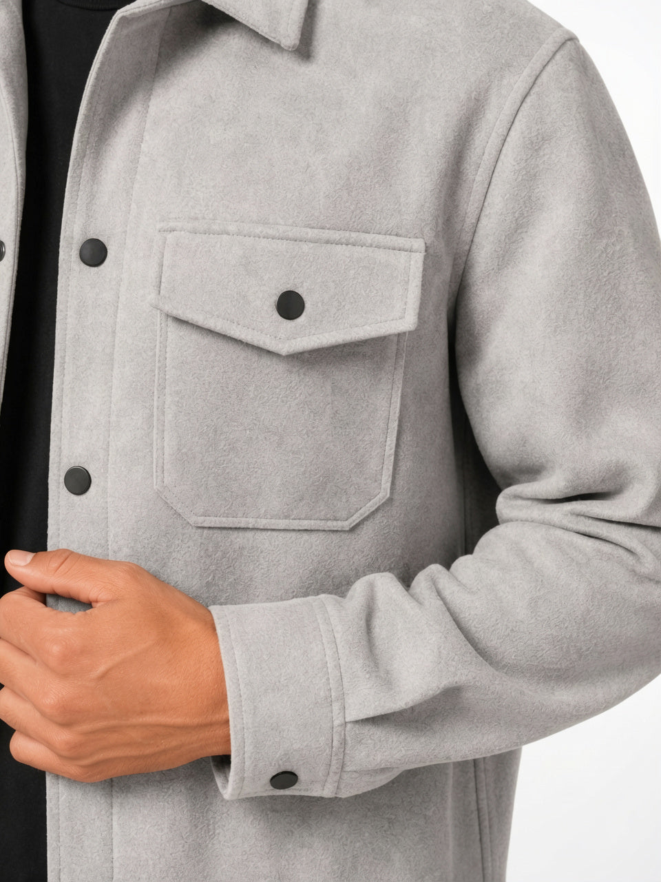 Surchemise Veste Homme Décontractée Coupe Utilitaire Molleton Poches - 3