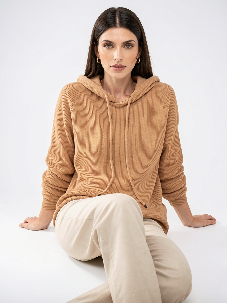 Sweat à Capuche Femme Cachemire Tricot Classique - 10