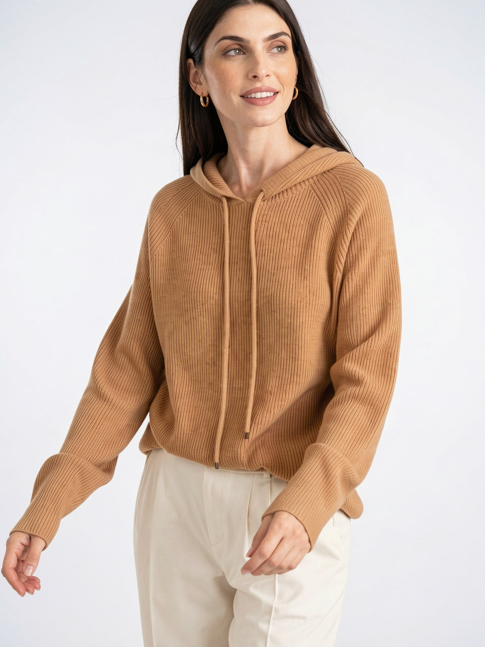 Sweat à Capuche Femme Cachemire Tricot Classique - 9