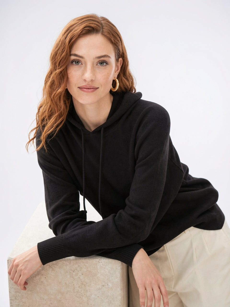 Sweat à Capuche Femme Cachemire Tricot Classique - Crépuscule XS