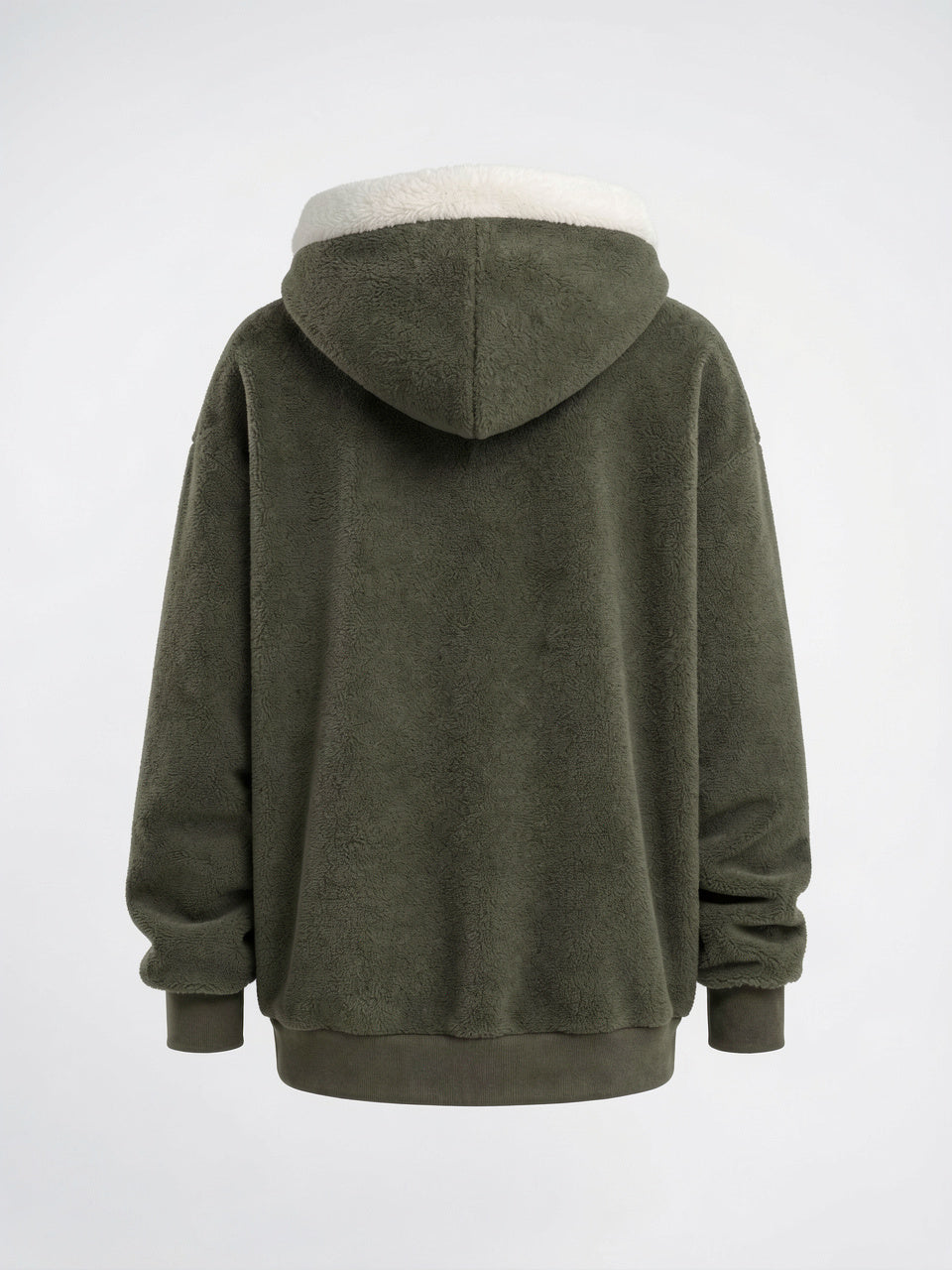 Sweat Hoodie Polaire Sherpa Zippée Femme Doublure Contraste - 15