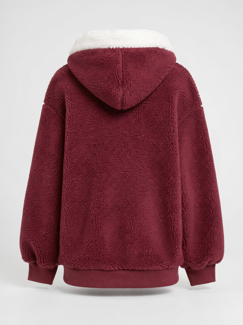 Sweat Hoodie Polaire Sherpa Zippée Femme Doublure Contraste - 7