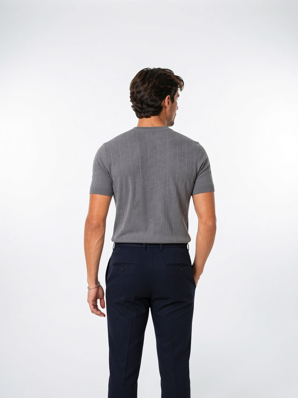 T-Shirt Tricot Homme Col Rond Ajusté Léger Été - 5