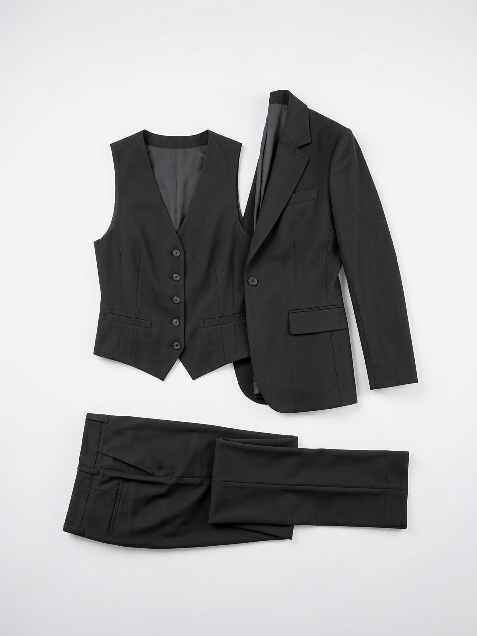 Tailleur Tuxedo Noir Femme 3 Pièces Gilet Pantalon - 6