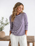 Top Tricot Rayée Femme Manches Longues Col Rond - Style A XS