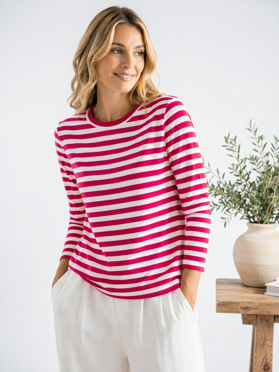 Top Tricot Rayée Femme Manches Longues Col Rond - Style B XS