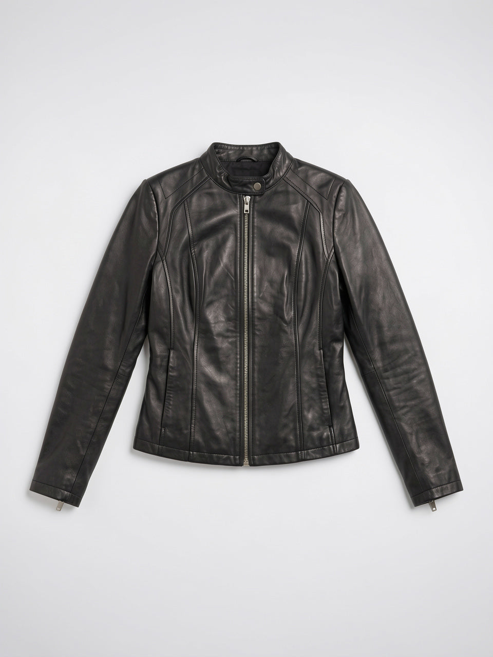Veste Ajustée Cuir Femme Biker Zippée Slim - 5