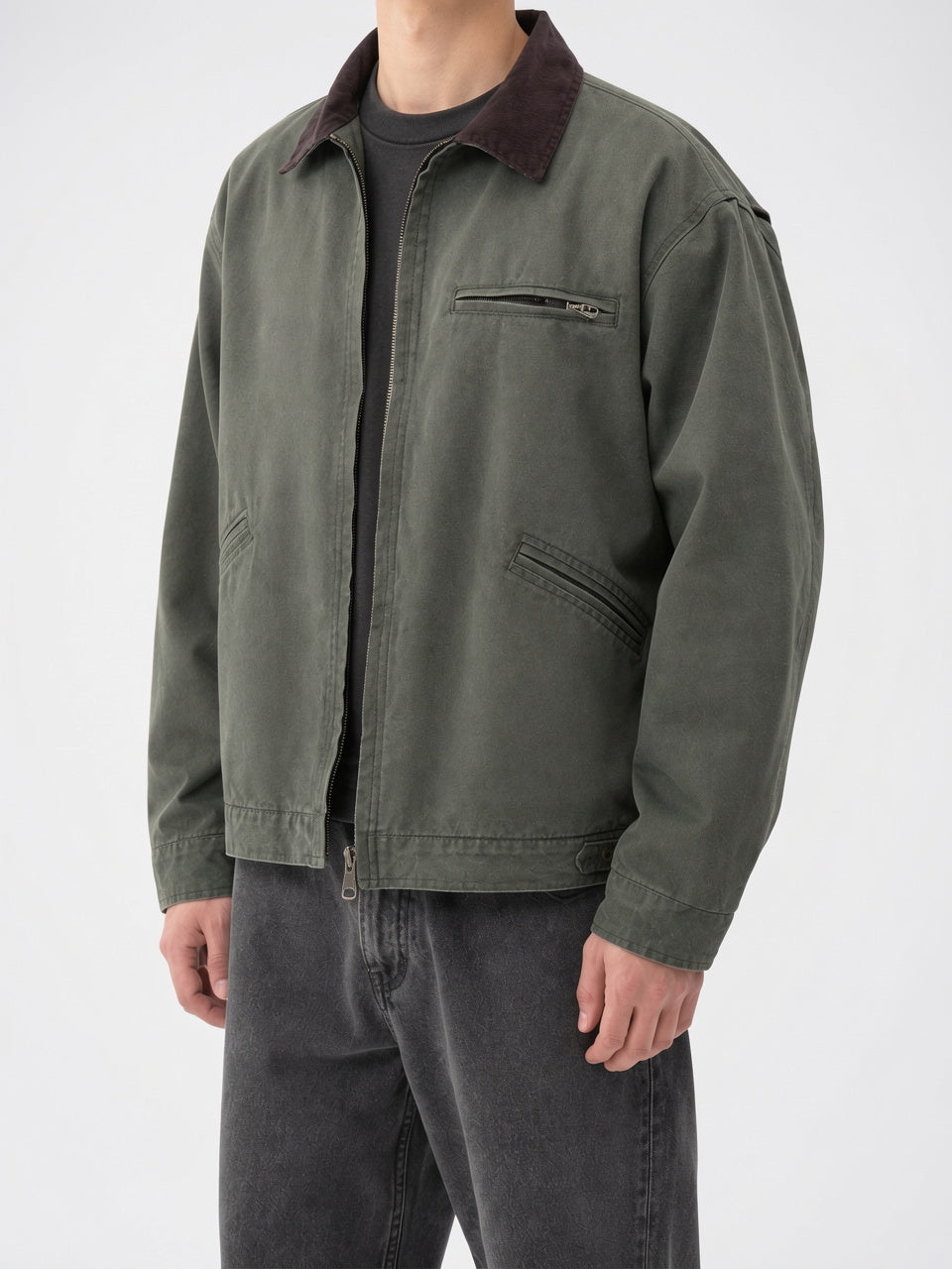 Veste Barn Toile Coton Homme Zippée Col Bouclette - 3