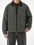 Veste Barn Toile Coton Homme Zippée Col Bouclette - Vert S