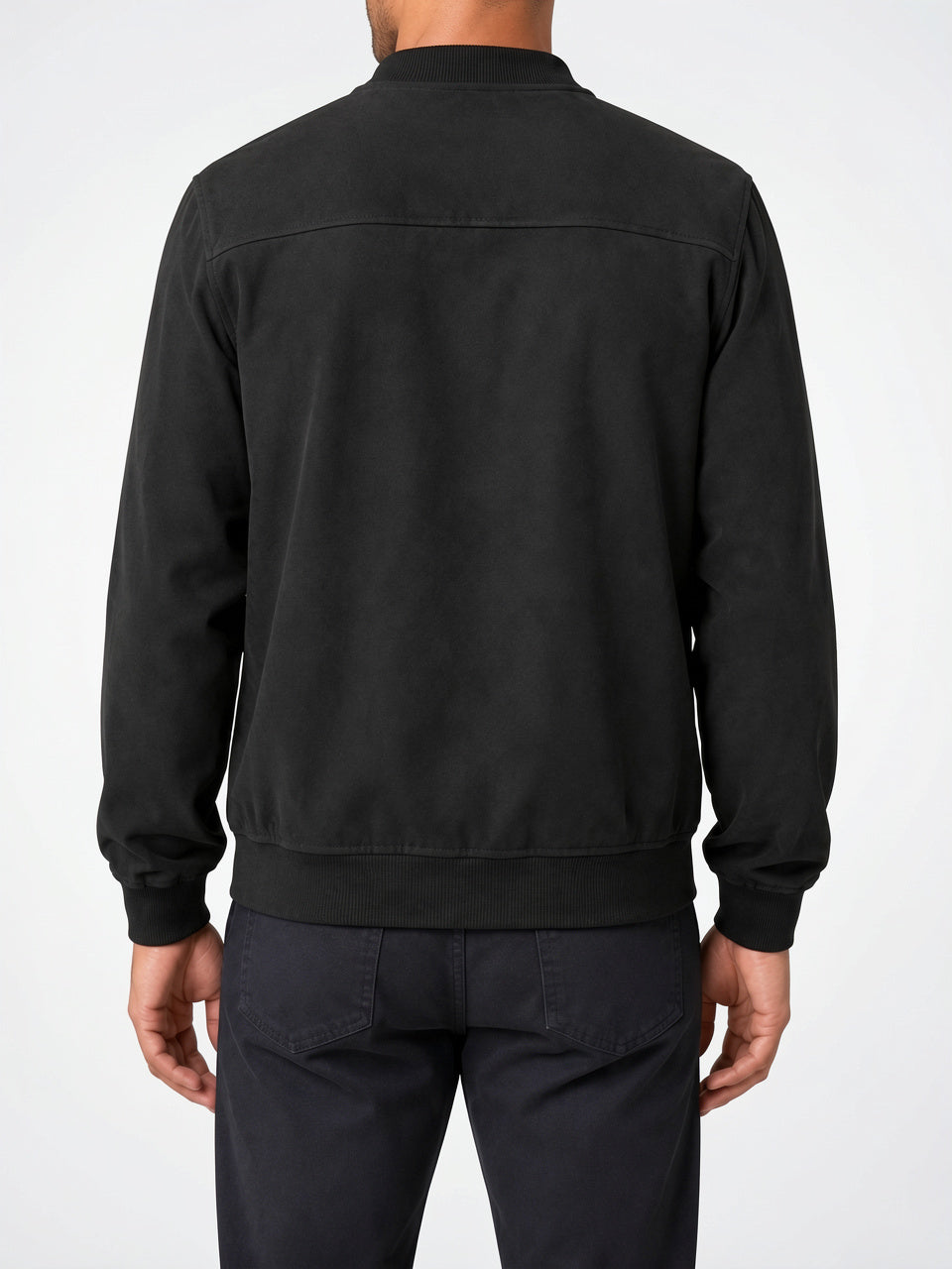Veste Bomber Daim Homme Zippée Col Côtelé - 5
