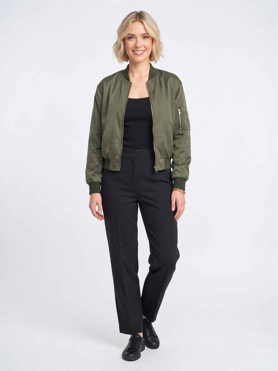 Veste Bomber Femme Zippée Légère Nylon Col Côtelé - 5