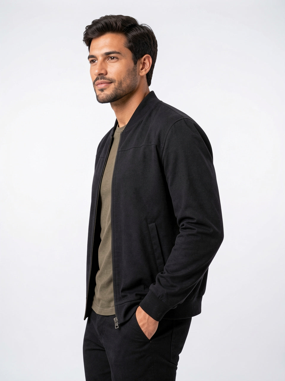 Veste Bomber Léger Homme Zippée Col Côtelé Quotidien - 11