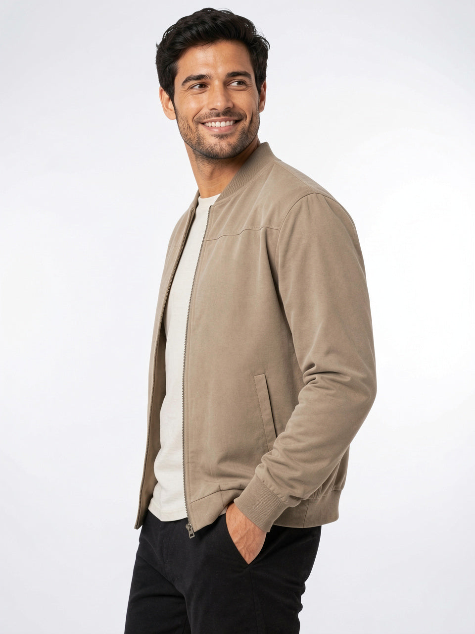 Veste Bomber Léger Homme Zippée Col Côtelé Quotidien - 14