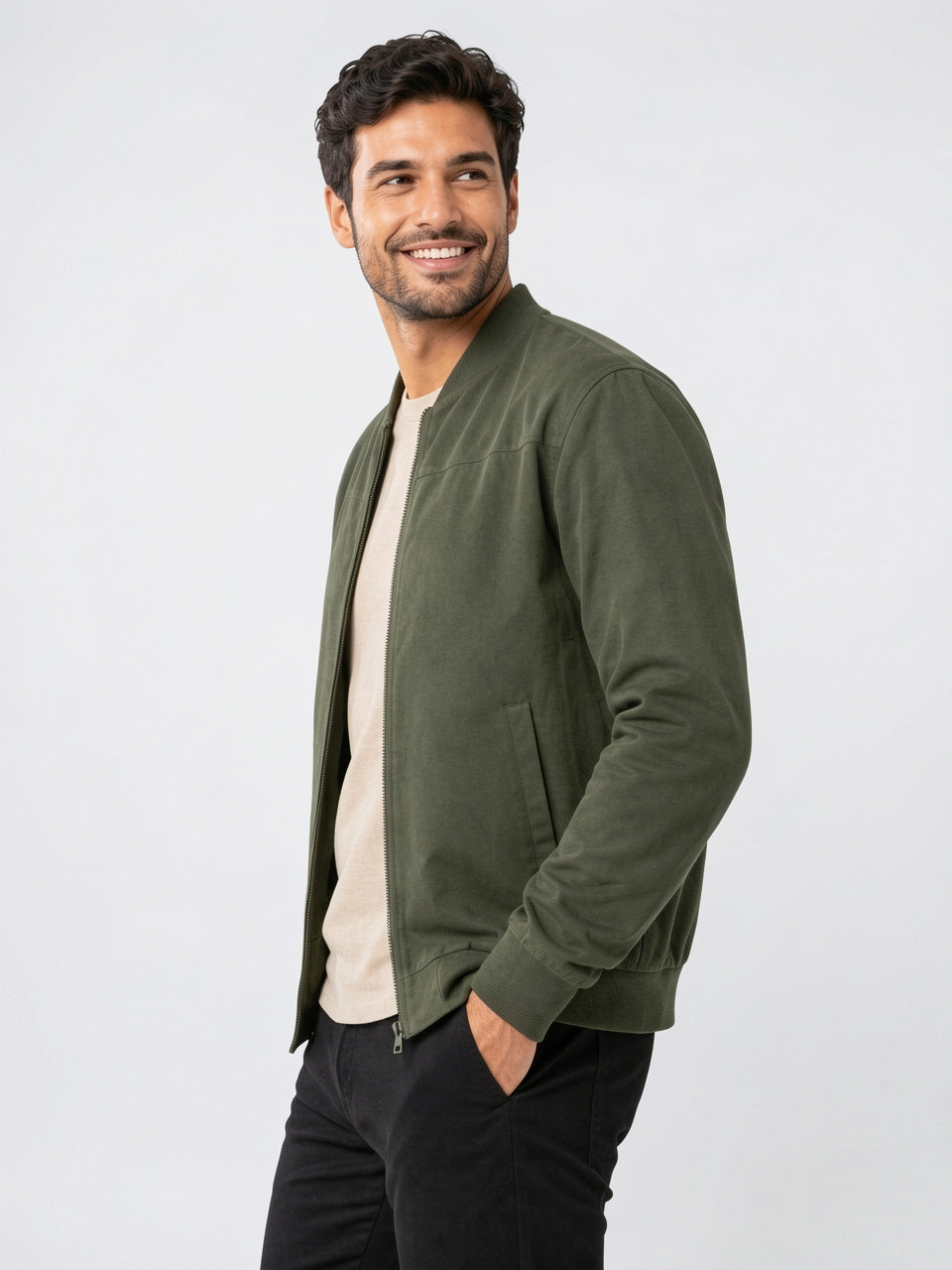 Veste Bomber Léger Homme Zippée Col Côtelé Quotidien - 17