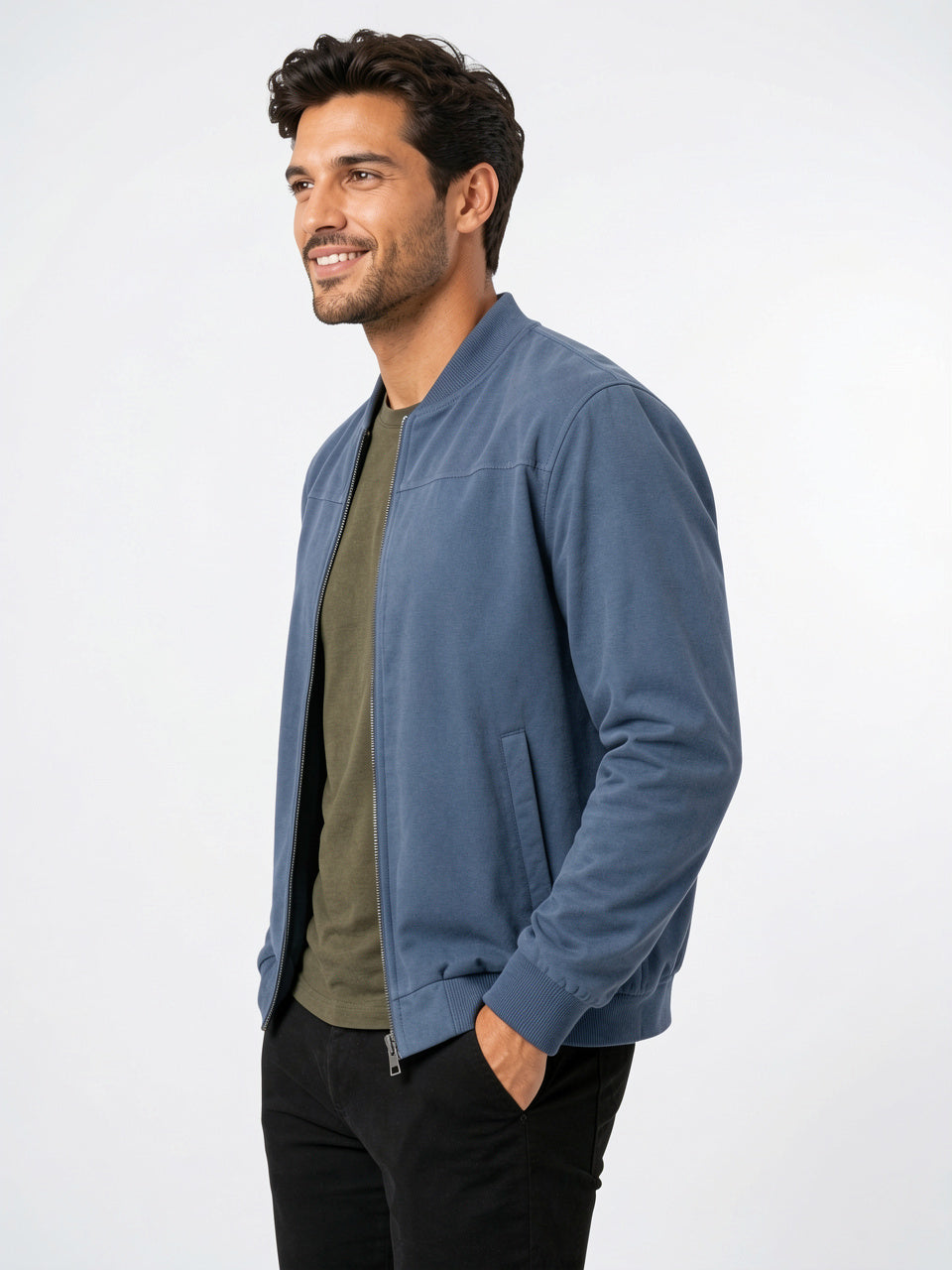 Veste Bomber Léger Homme Zippée Col Côtelé Quotidien - 2