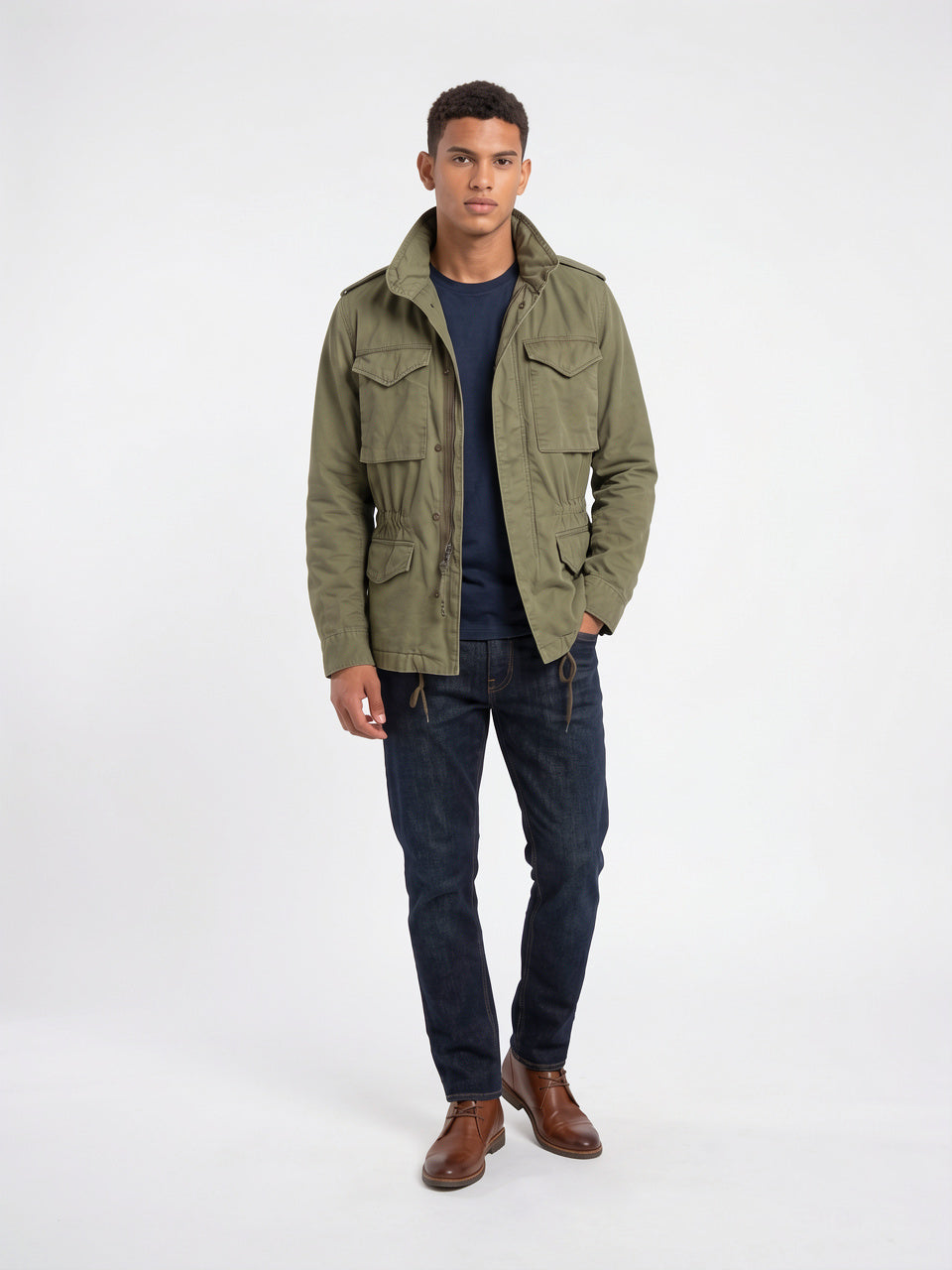 Veste Cargo Homme Vintage Militaire Col Montant - 2