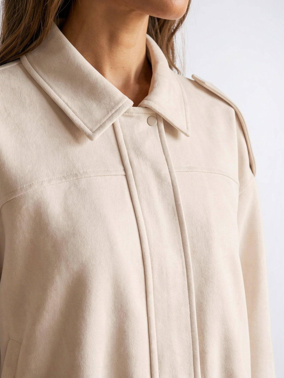 Veste Chemise Femme Cuir Végan Oversize Manches Longues - 3