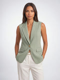 Veste Gilet Sans Manches Tailleur Femme Été Bureau - Vert Sauge S