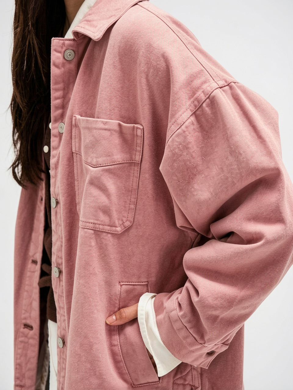 Veste Jean Denim Délavée Oversize Femme - 16