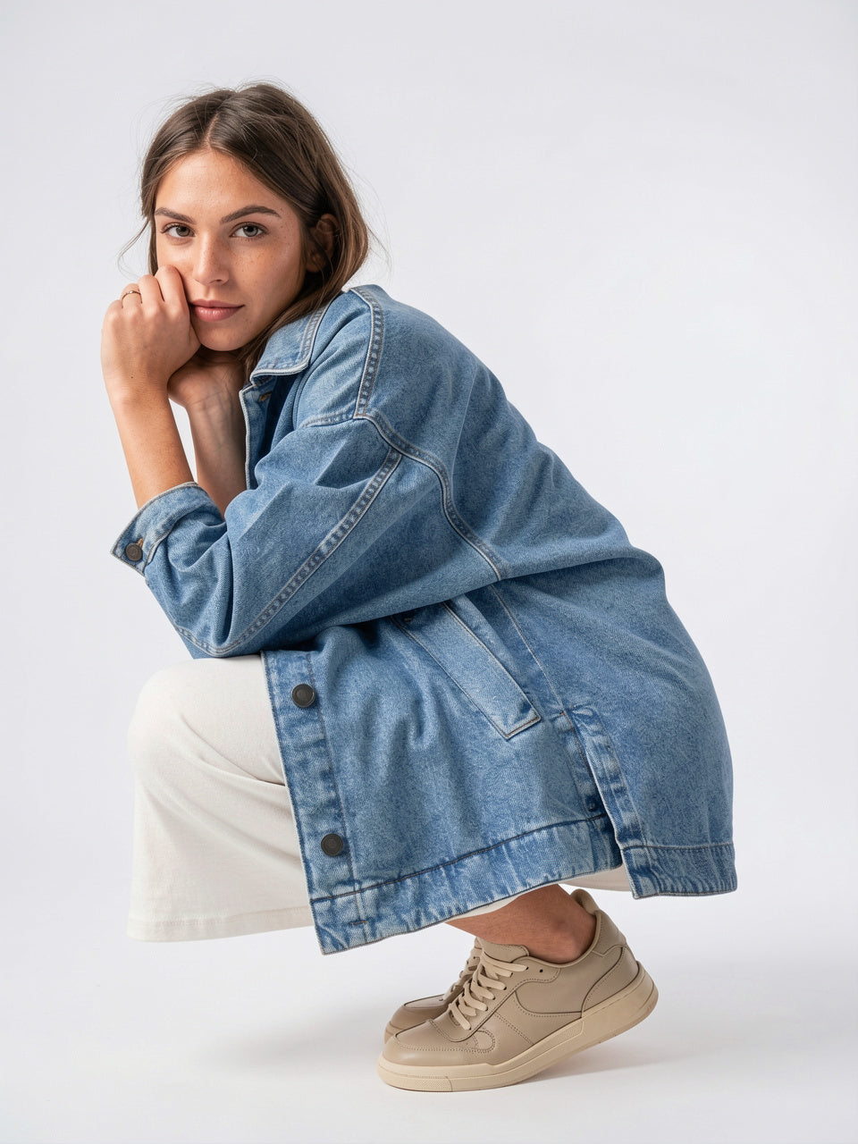 Veste Jean Denim Délavée Oversize Femme - 21