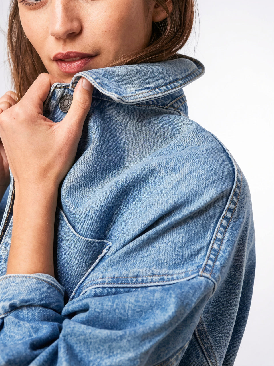 Veste Jean Denim Délavée Oversize Femme - 22