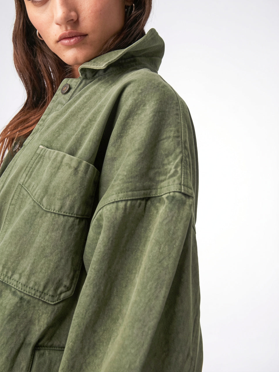 Veste Jean Denim Délavée Oversize Femme - 23