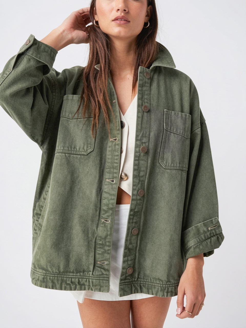 Veste Jean Denim Délavée Oversize Femme - 24