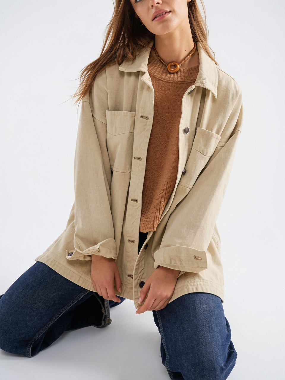 Veste Jean Denim Délavée Oversize Femme - 26