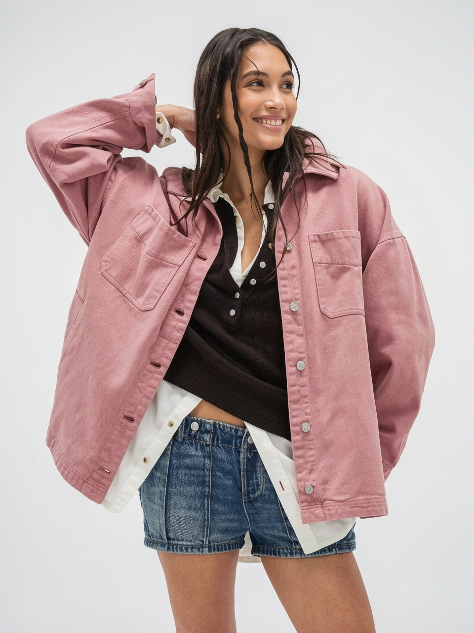 Veste Jean Denim Délavée Oversize Femme - 29