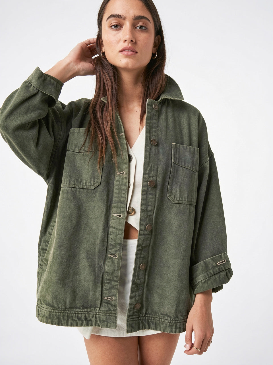 Veste Jean Denim Délavée Oversize Femme - 31