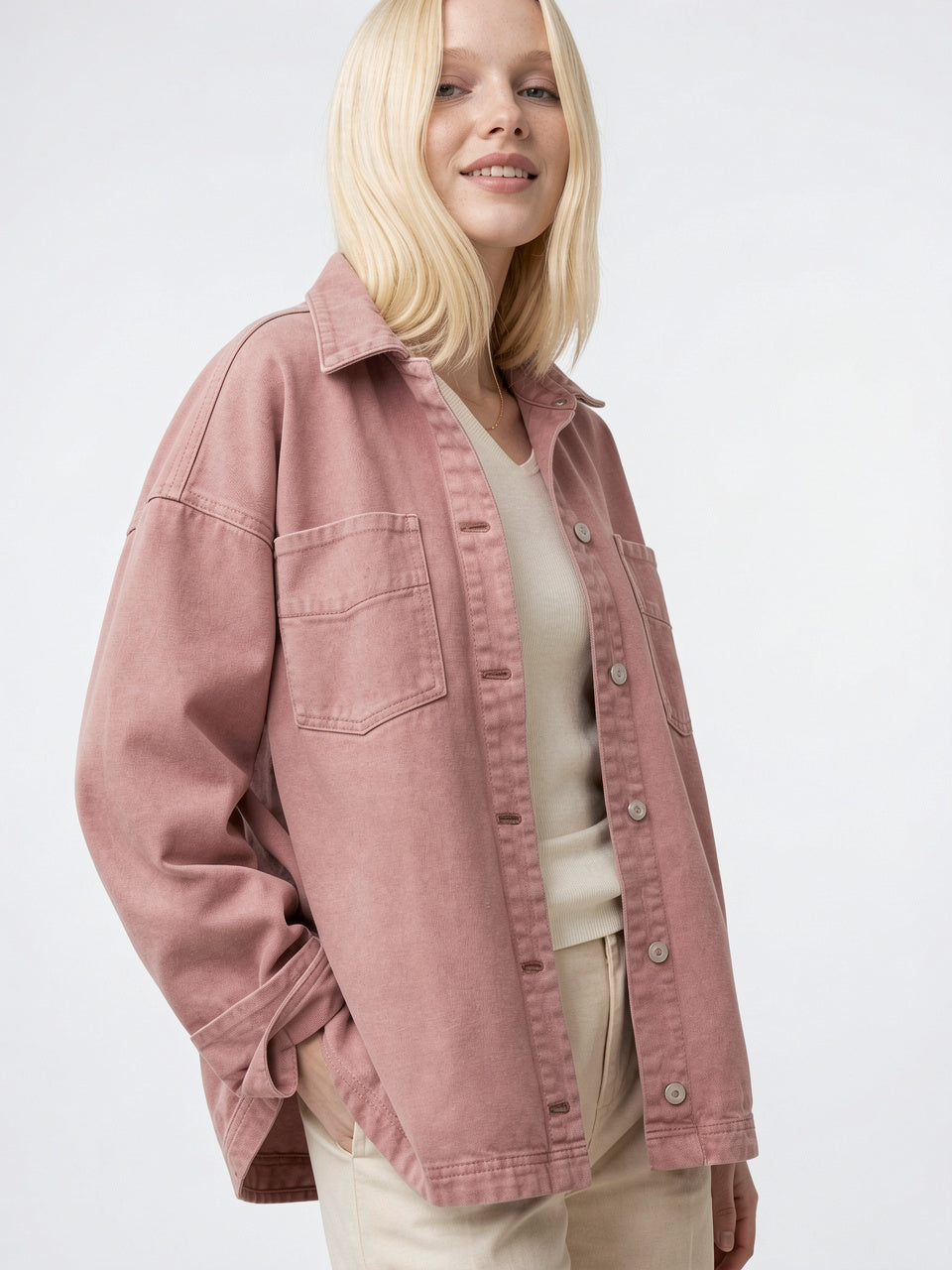 Veste Jean Denim Délavée Oversize Femme - 5