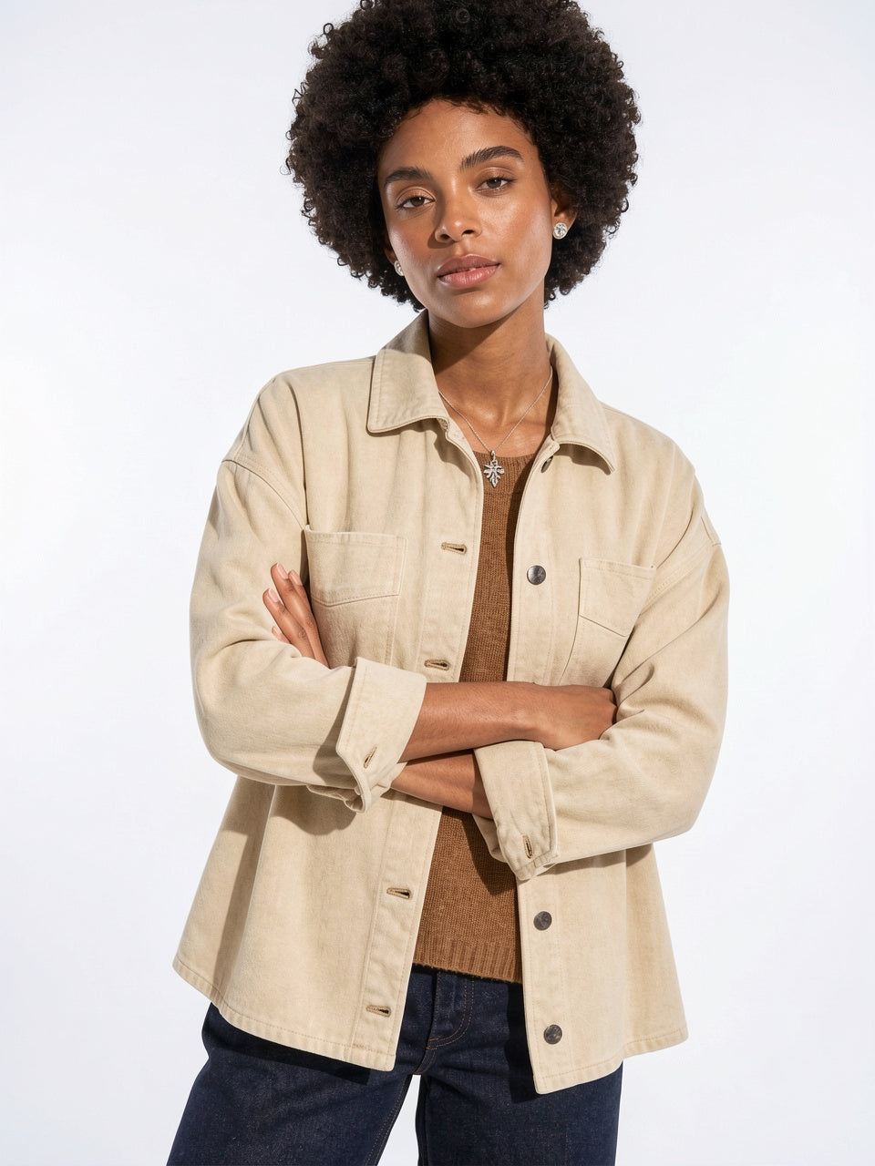 Veste Jean Denim Délavée Oversize Femme - 7