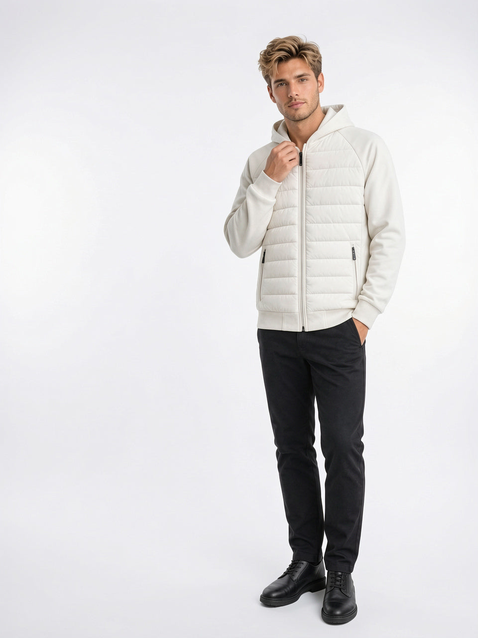 Veste Matelassée Homme Capuche Hybride Zippée Automne - 4