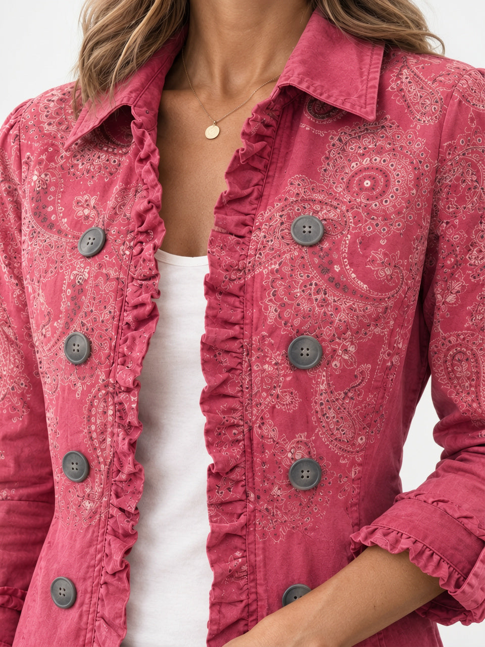 Veste Surchemise Imprimé Paisley Volant Col - 2