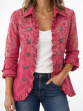 Veste Surchemise Imprimé Paisley Volant Col - Rose Pâle XS